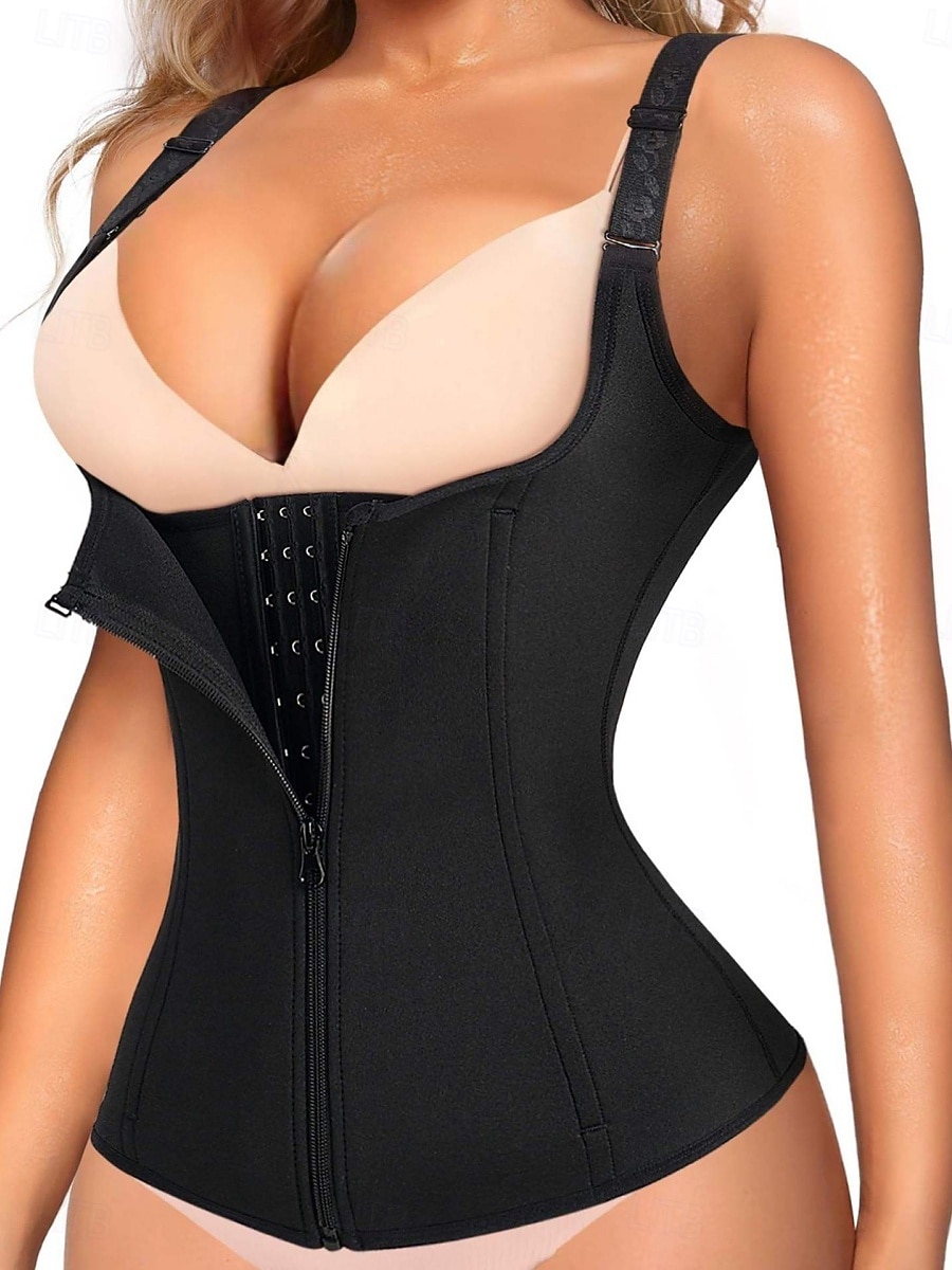 Pentru femei Îmbrăcăminte modelare corporală Activ Dulce Culoare pură Fermoar Zilnic Vacanță Stradă Fără manșon În U Negru Alb Mov Maro Bej Vară Primăvară Zvelt 2026 - $33.99 –P4