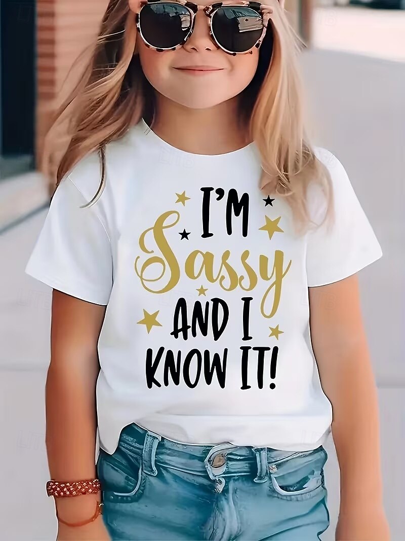 Девочки 3D Графика Буквы Футболка С короткими рукавами 3D печать Лето Весна Спорт Мода Уличный стиль Дети 4-12 лет Вырез под горло Повседневные на открытом воздухе Стандартный 2026 - $12.99 –P3