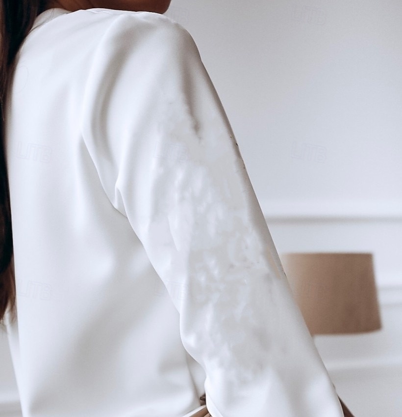 Mulheres Saia camisa de botão Blusa Patchwork Botões Côr Sólida Tecido Elegante à moda Clássico Manga Longa Colarinho Chinês Tops regulares Diário Trabalho Para Noite Branco Verão Primavera Outono de 2026 por $21.99 –P3