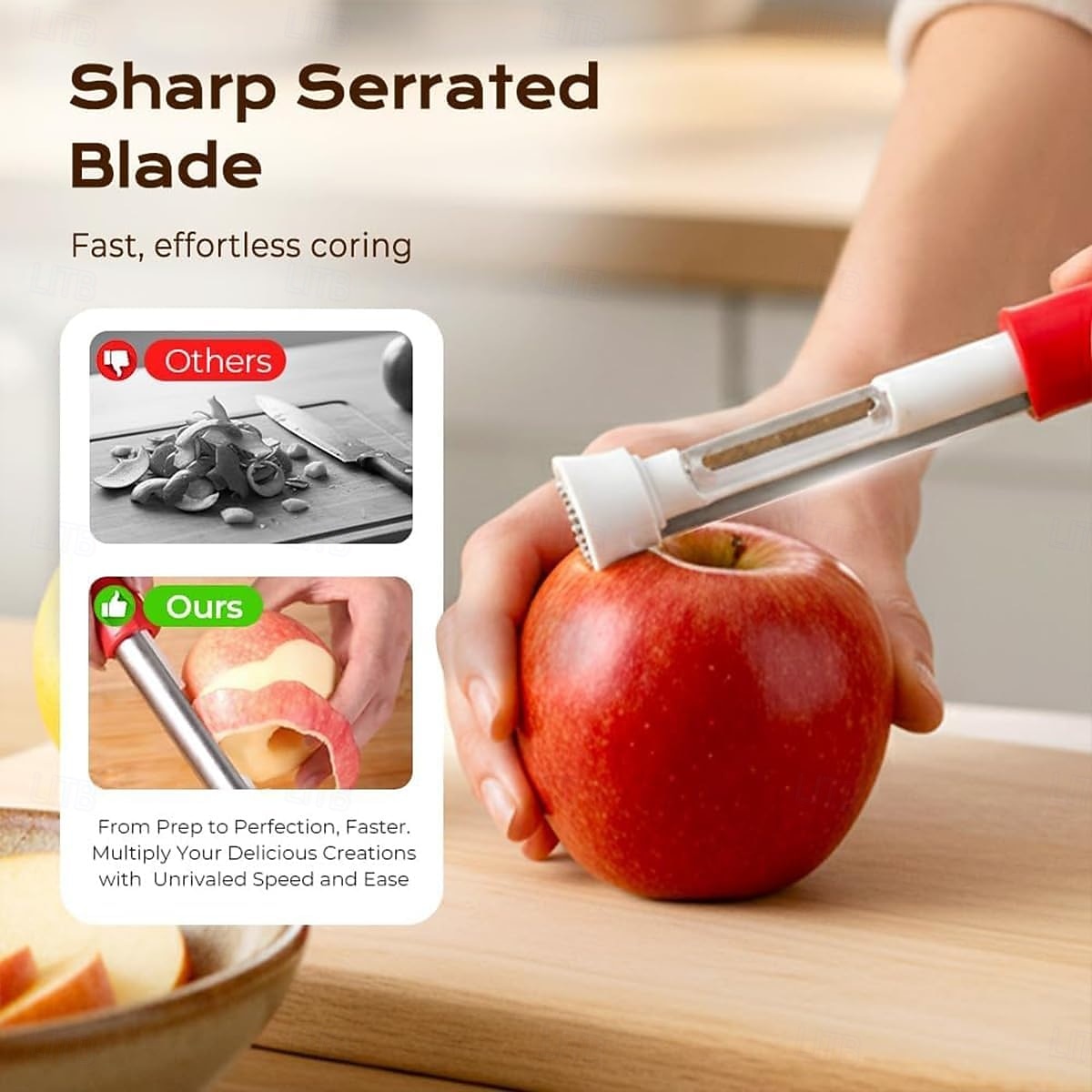 Strumento 2 in 1 per togliere il torsolo e pelare le mele, levatorsoli per peperoni rossi in acciaio inossidabile, levatorsoli multiuso per la cucina di casa, utensili da cucina per frutta e verdura del 2026 a $11.99 –P9