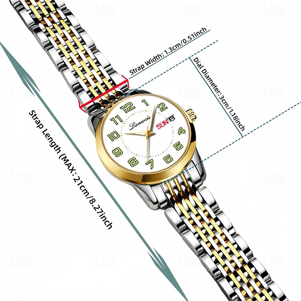 Classic Ladies' Watch, Original Quartz Watch, Rhinestone Dial, Luminous Date and Calendar Function, Trendy Fashionable Business Luxury Wrist Watch, Best Choice for Birthday Mother's Day Gift 2026 - $21.99 –P10