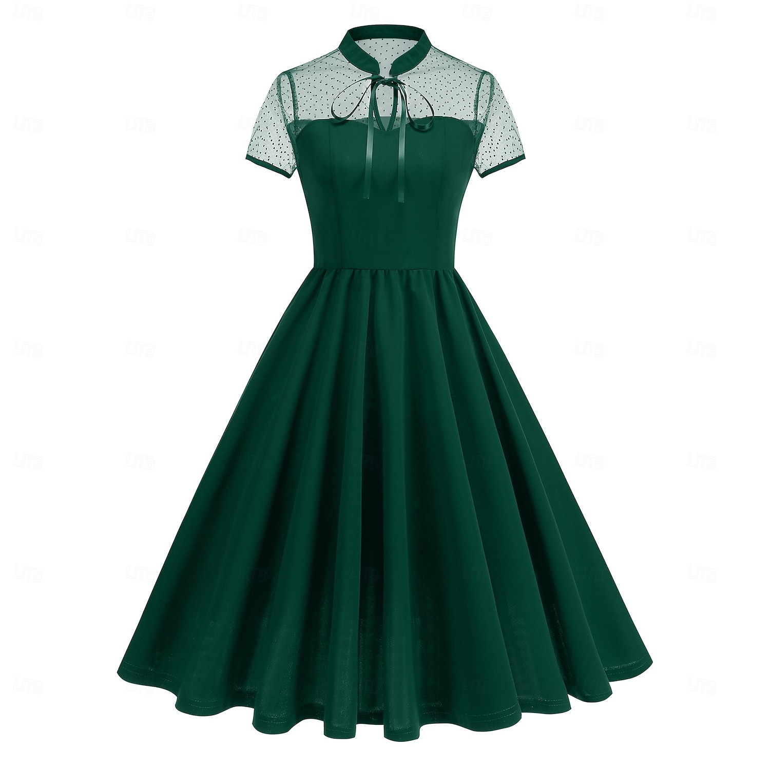 Années 1950 Rétro Vintage Midi Robe trapèze Robe Évasée Manches courtes Couleur Unie Ajusté & Évasé Balançoire Déguisement Femmes Carnaval Saint-Valentin Mascarade Vacances Tenue Quotidienne de 2026 ? $43.99 –P15