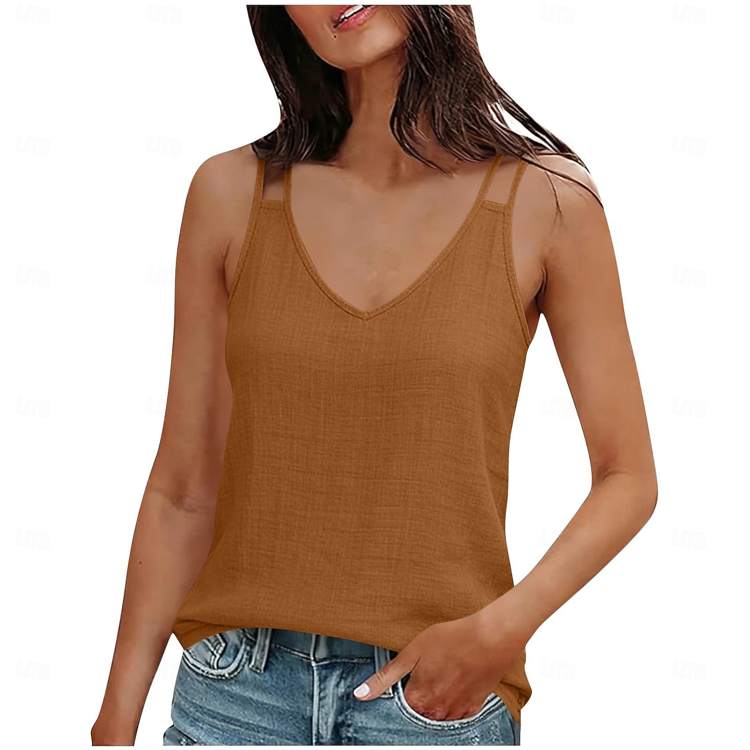 Női Nyári felsők Zsinór Tömör szín Elegáns Tropikus Napi Ujjatlan Ujjatlan V-alakú Normál felsők Napi Munka Szabadság Fűzöld Fekete Fehér Világoszöld Rubin Nyár Tavasz Ősz 2026 - $16.99 –P4