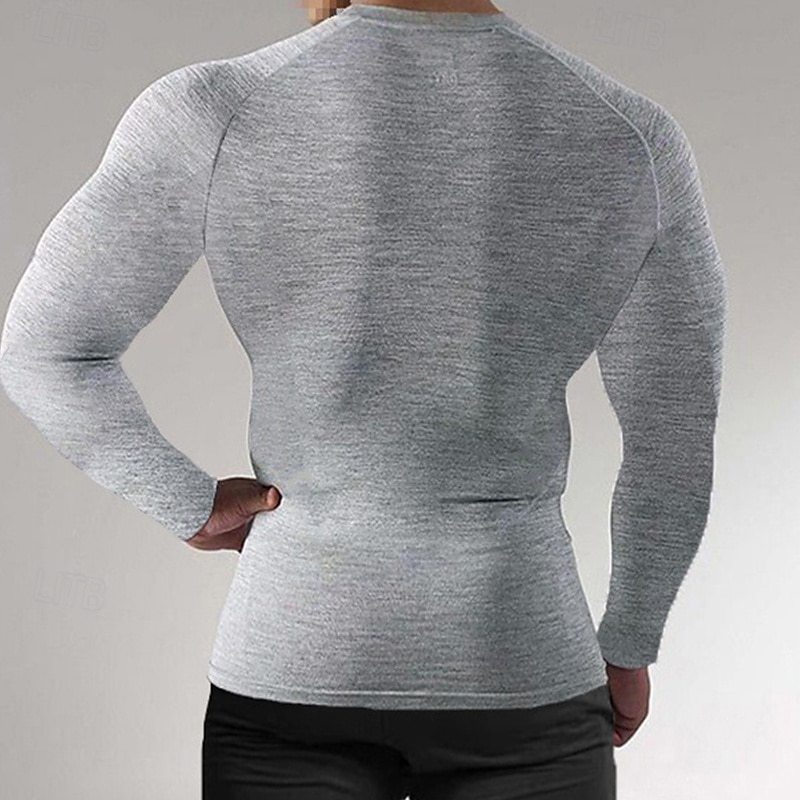 Homme Couleur Unie T-shirt de course T-shirt de compression Printemps Automne manche longue Séchage Rapide Compression Évacuation de l'Humidité Entraînement en salle Entraînement actif Exercice Noir de 2026 ? $25.99 –P5