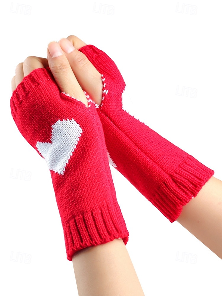 Naisten neulotut kynsikkäät sydänkuviolla, useita värejä, sopivat täydellisesti ystävänpäivään ja syksyn/talven arkikäyttöön 2026 - $9.99 –P3