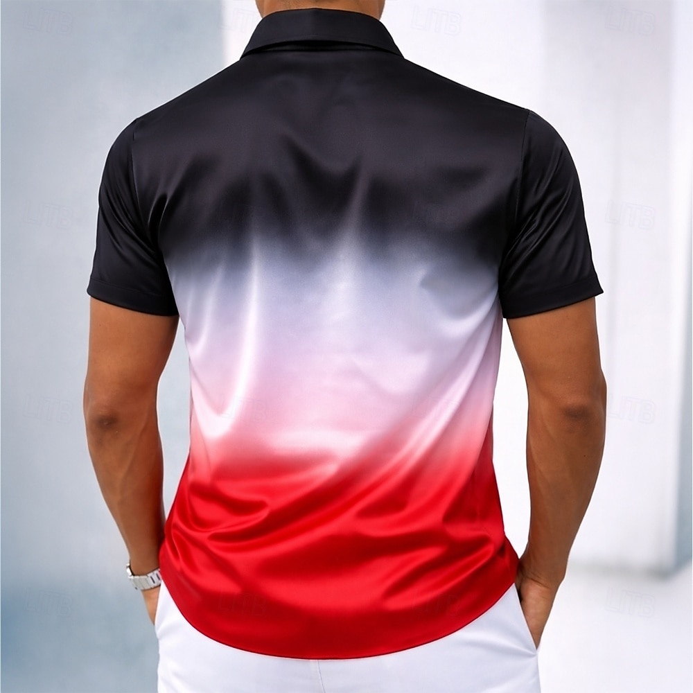 Men's Gradient Color Shirt Satin Shirt Dress Shirt Short Sleeve Fashion Casual Daily Vacation Summer Spring Turndown Collared Shirts 3D Print Button Up Shirts Blue Black Purple Light Blue 2026 - $15.99 –P5