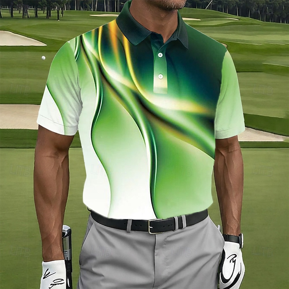 Homme Golf Ligne Polos de Sport Manche Courte Polos Chemises à Col Occasionnel Athleisure Boutons Été Printemps Violet Vert de 2026 ? $21.99 –P1