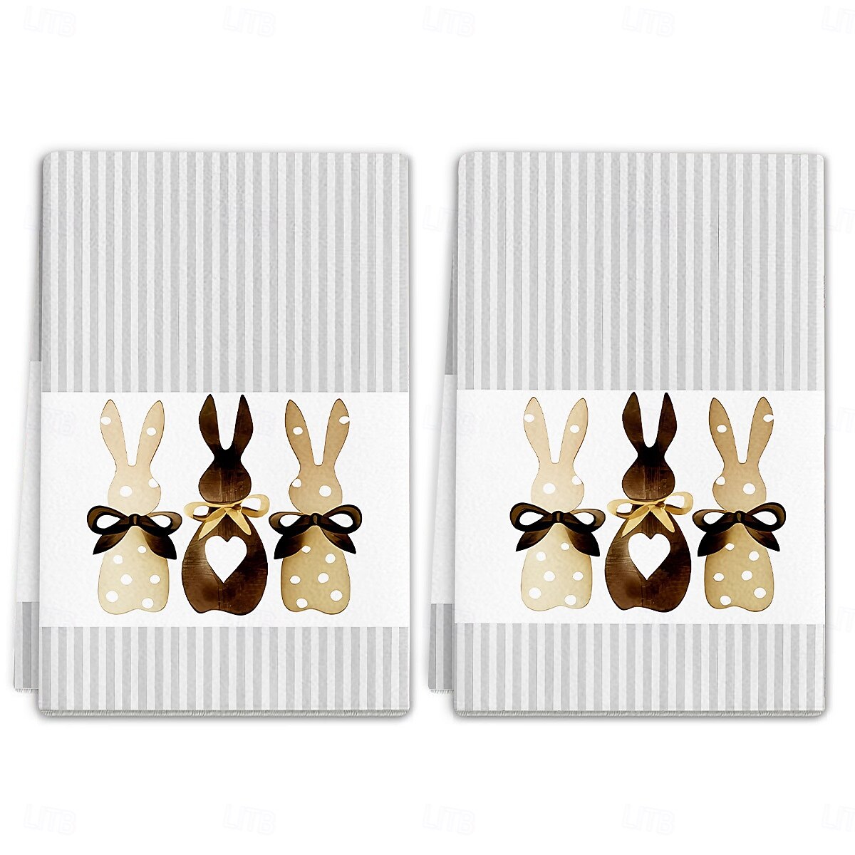 2 stk. kjøkkenhåndklær med påskehare-trykk, vaskbare vårhåndklær med påskehare &eggmønstre, moderne gårdshus rektangulære oppvaskkluter egnet for vårsesongdekorasjonsgave 2026 - $9.99 –P19