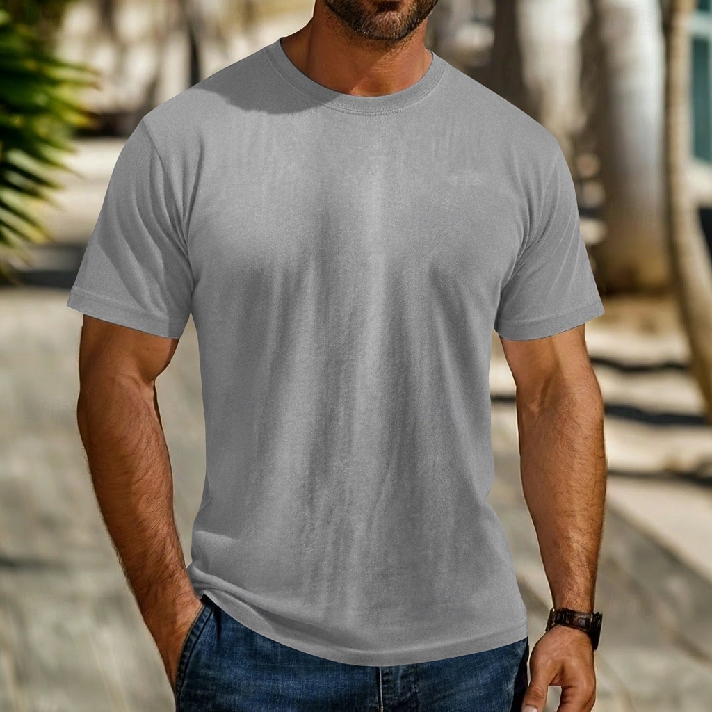 SoftFade™ Men's Cotton T Shirt Washed Shirt Tee Top Short Sleeve Crew Neck Summer Spring Solid Color Vintage Casual Distressed Vintage Style Garment Dyed Faded Casual Daily Street Blue Gray Purple 2026 - $20.99 –P2