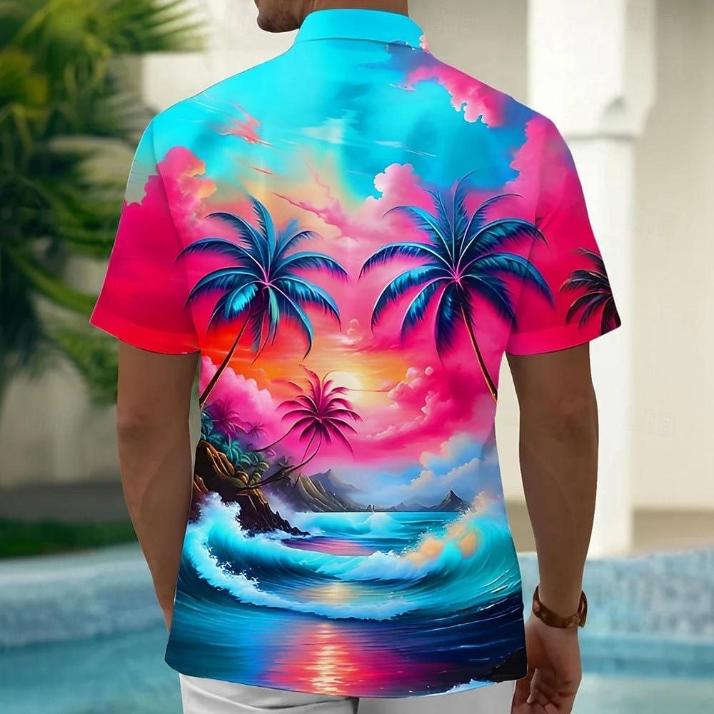 Homme Cocotier Nature et paysages Plantes Tropicales Chemise hawaïenne Chemise Boutonnée Chemise Aloha Manche Courte Hawaïen Occasionnel Vacances Été Printemps Col Rabattu Impression 3D chemises de 2026 ? $25.99 –P5