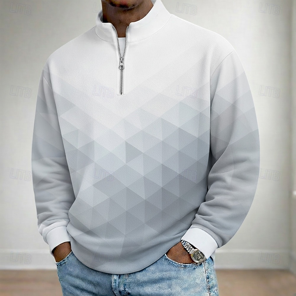 Ανδρικά Βαθμίδα Γεωμτερικό Πόλο Μακρυμάνικο Όρθιος γιακάς Καθημερινό Ένδυση γυμναστικής και άθλησης Διακοπές Ένδυση γυμναστικής και άθλησης Καθημερινά 3D εκτύπωση Άνοιξη Φθινόπωρο 2026 - $22.99 –P6