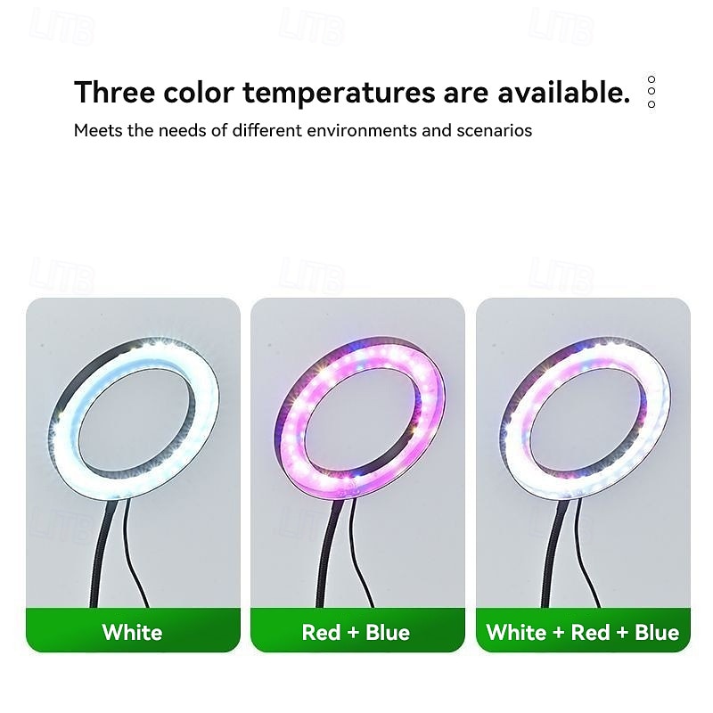 LED Full Spectrum 6-Inch Angel Ring Plant Grow Light, Adjustable Desktop Sunlight for Indoor Plants, Desk or Ground Base Options, Home Garden Supplemental Light for Potted Plants 2026 - $20.99 –P5