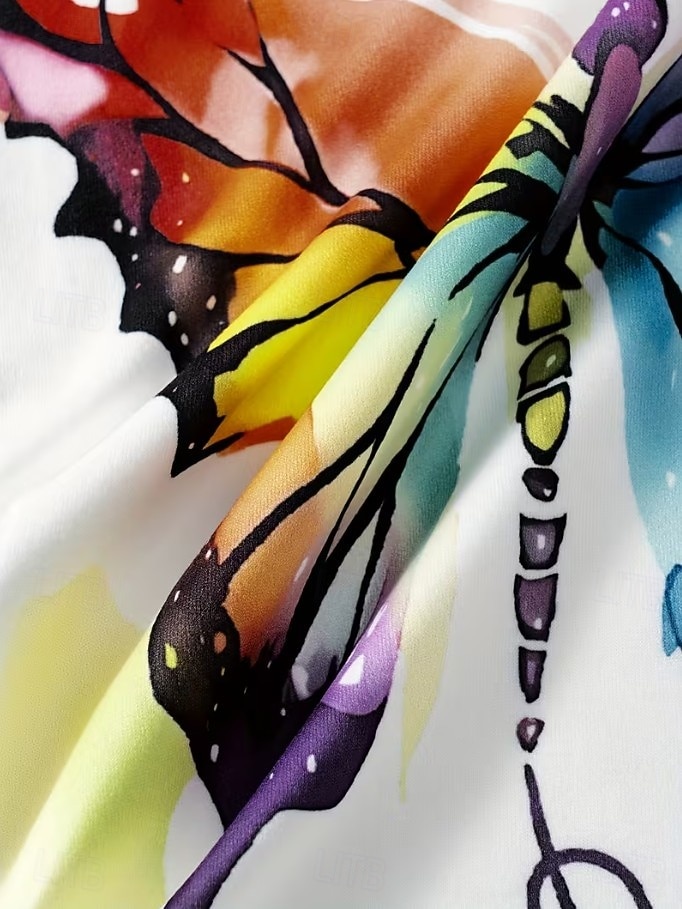 Mujer Vestido maxi Vestido de verano Vestido de una línea Vestido lencero Vacaciones Casual Boho Playa Holgado Graphic Animal Mariposa Sin Mangas Escote en Pico Blanco Verano Primavera 2026 - $36.99 –P2