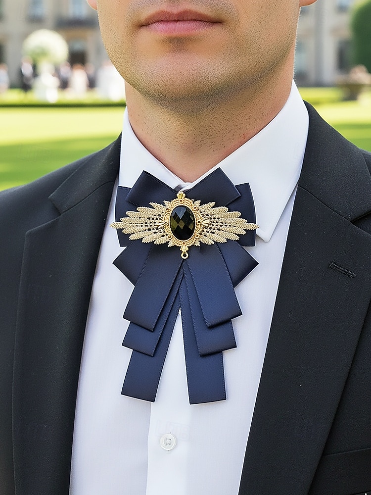 Polyester vlinderdas voor heren met broche, verkrijgbaar in diverse kleuren, elegante stijl voor bruiloften en formele gelegenheden. 2026 - $9.99 –P1