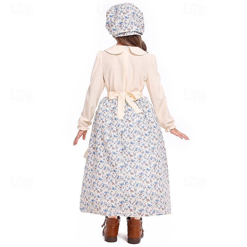 250º Aniversario de EE. UU. Siglo 19 década de 1800 Vestido de la pradera Conjunto de gorro y delantal Larga Chica pionera Colonial Pionero Guerra Revolucionaria Estampado Floral Disfraz Chica 2026 - $39.99 –P8