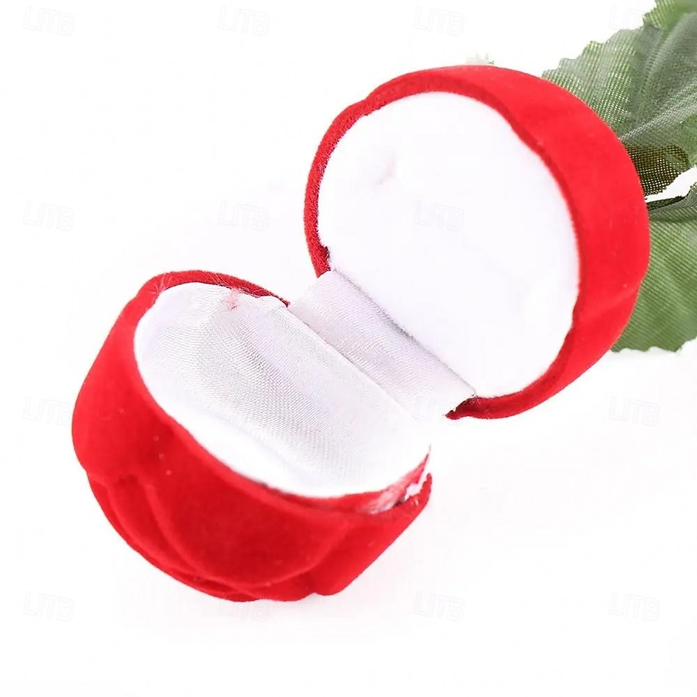 1PC Flocked Rose Ring Box Long Root Rose Creative Red Rose Flower Ring Display Box Proposal Engagement Anniversary Romantic Gift Box Wedding Jewelry Display Storage 2026 - $9.99 –P19