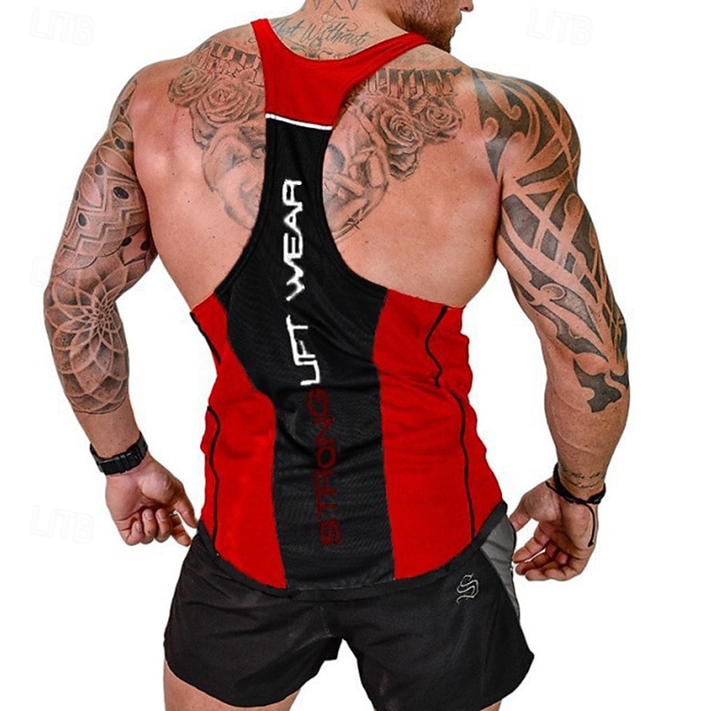 Herr Färgblock Träningströja Linne för jogging Gymlinne Sommar Ärmlös Snabb tork Kompression Fuktabsorberande Gymträning Aktiv träning Träning Svart Vit Gul Sportkläder Sportkläder 2026 - $18.99 –P3