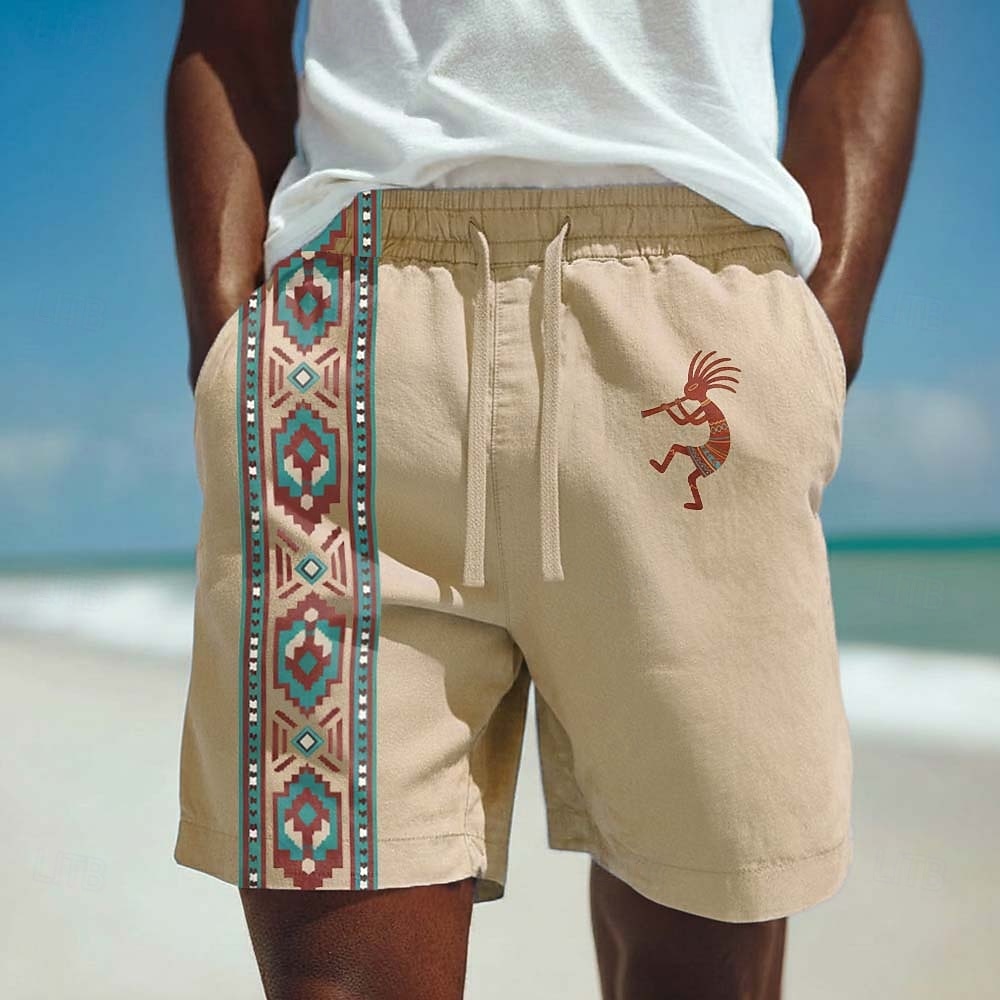 Hombre azteca Étnico Kokopelli Pantalón corto Pantalones cortos casuales Pantalones cortos de algodón Media cintura retro de la vendimia Vacaciones Uso Diario Festivos Bolsillos laterales Cintura 2026 - $25.99 –P2