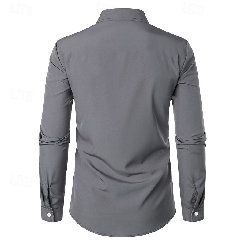Per uomo Camicia Camicia elegante Camicia con Bottoni Tinta unica Casuale Quotidiano Blu marino Manica Lunga Collo ripiegato Tutte le stagioni Abbigliamento Patchwork del 2026 a $22.99 –P8