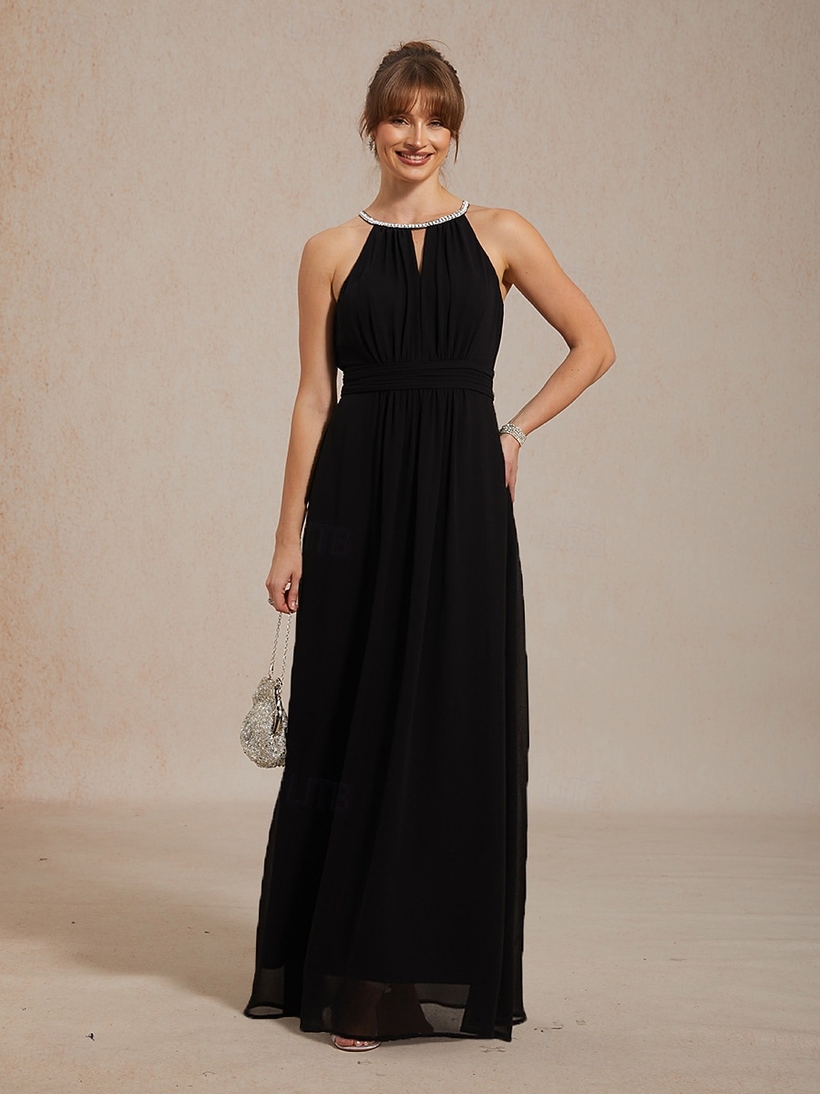 white christmas dresses Burgundy fit and flare long chiffon dress 5101 – Xiaolizi main image 1