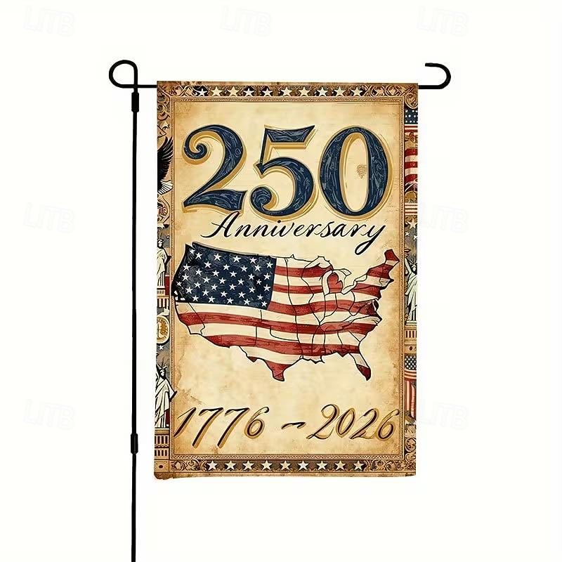 US 250th Anniversary Garden Flag Vintage Style America 250 Flag Design Commemorative 1776-2026 Yard Decoration for Patriotic Celebration Semiquincentennial 4th of July Independence Day 2026 - $9.99 –P1