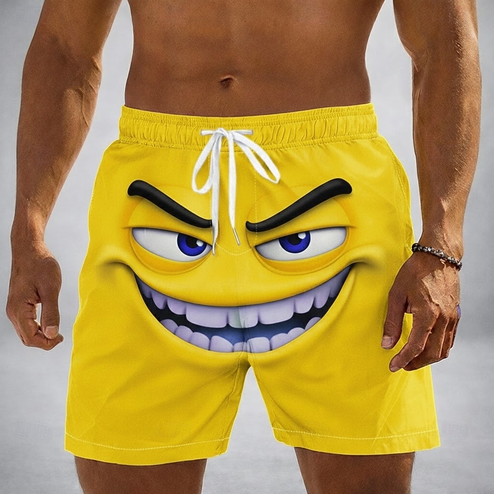 Ανδρικά 3D Εκτύπωση Κινούμενα σχέδια 3D Χαμογελαστό πρόσωπο Μαγιό Βερμούδα Σορτσάκια Κολύμβησης Σορτς παραλίας Μεσαία Μέση Αστείος Χαβανέζα Διακοπές στην παραλία 2026 - $20.99 –P4