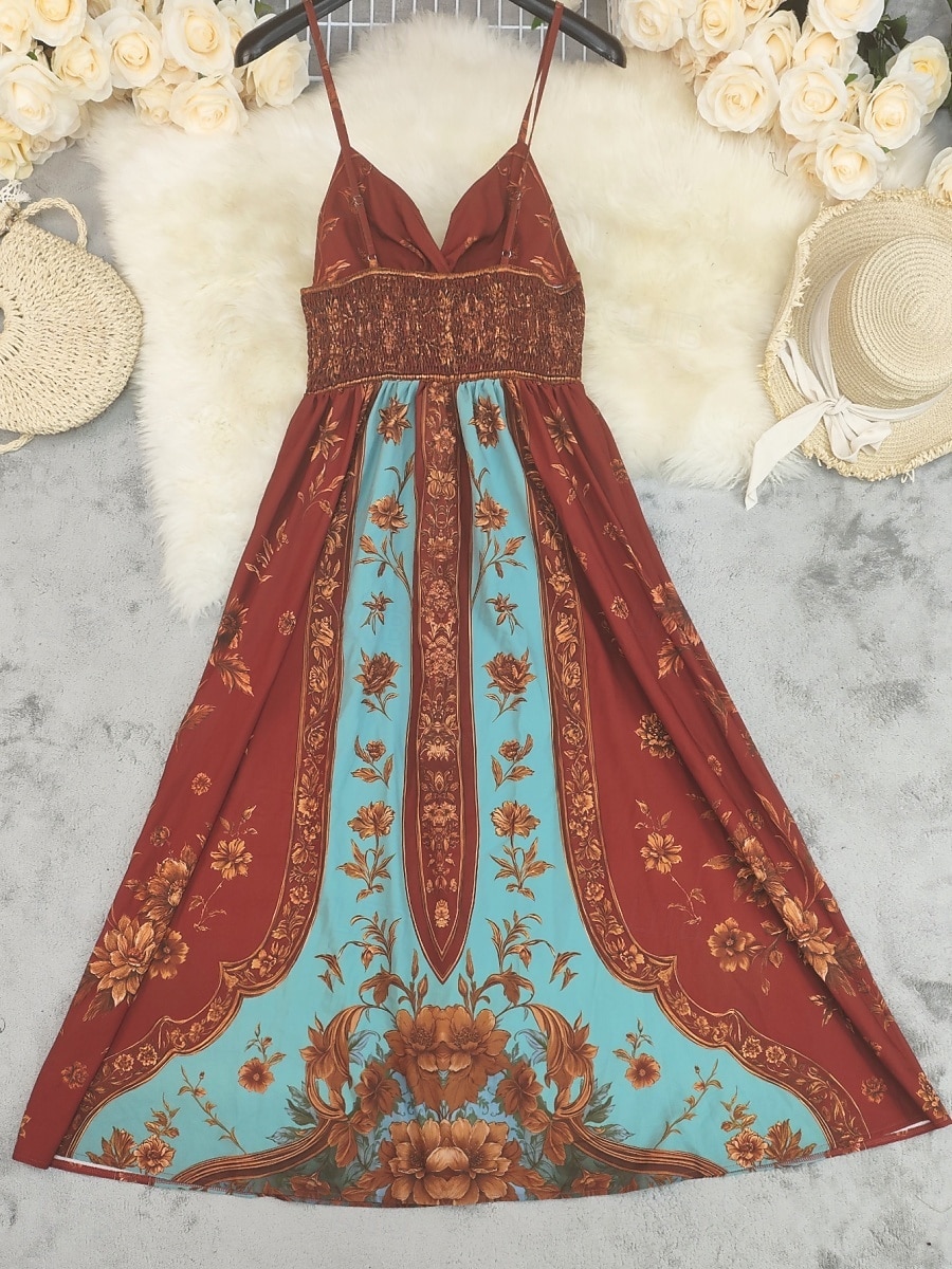 Damen Maxikleid Sommerkleid A Linie Kleid Unterkleid Urlaub Lässig Boho Outdoor Ausgehen Normale Passform Blumen Ärmellos Spaghettiträger Rote Sommer Frühling 2026 - $13.49 –P3