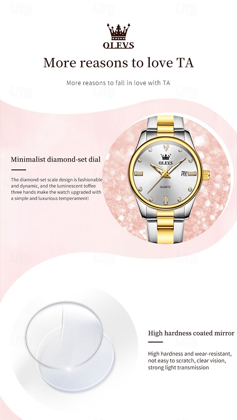 Mother's Day Gift New Olevs Brand Ladies' Business Watch With Night Light Calendar And Day/Night Display Quartz Movement Stylish Water-Resistant Sporty Ladies' Wristwatch. 2026 - $33.99 –P8