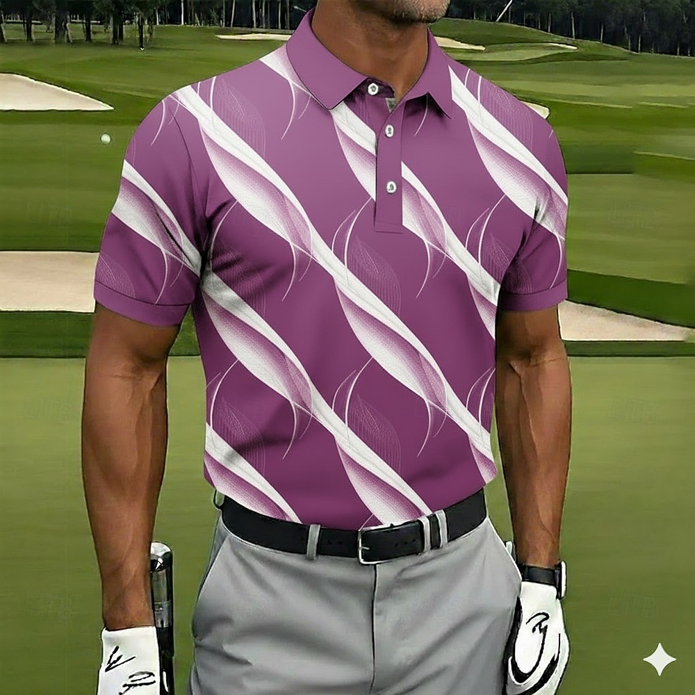 Hombre Geométrico Golf Camisetas polo deportivas Manga Corta Camisas de polo Camisas con cuello Casual Ropa Deportiva Botones Verano Azul Piscina Rosa Morado 2026 - $21.99 –P4