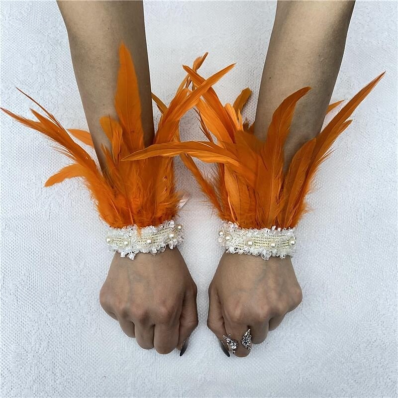 Carnaval 2026 Rio Carnaval Szamba Kiegészítők női zöld tollas csuklópántok fehér gyöngy csipkével Brazíliai Fesztivál Előadói Jelmez 2026 - $9.99 –P20