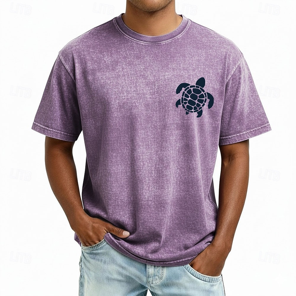 Per uomo Tartaruga Maglietta Manica Corta maglietta Lavaggio acido Girocollo Camicia Vintage Retrò Casuale Spiaggia Viaggio Blu Viola Grigio Estate Primavera Abbigliamento M L XL 2XL 3XL del 2026 a $21.99 –P2