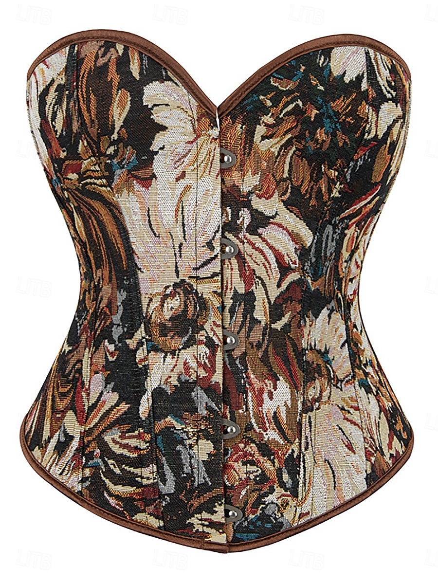 Dam Shapewear Mode Retro Sexig Blommig Knappar Dagligen Semester Fest Ärmlös Över axeln Svart Rodnande Rosa Rubinrött Brun Grön Sommar Vår Höst Normal 2026 - $29.99 –P8