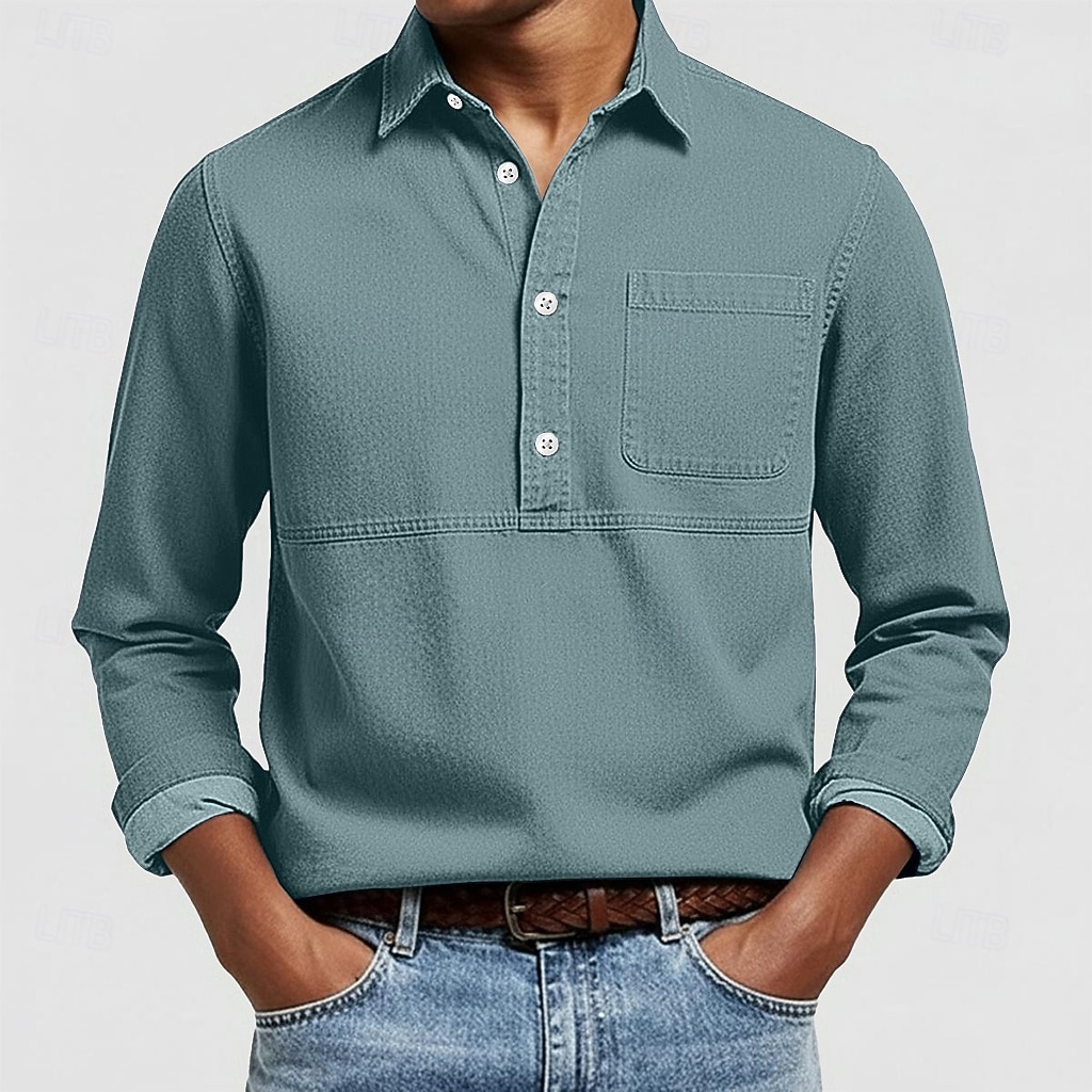 Hombre Camisa de manga corta Camisa Oxford Rosa Azul Marino Azul Oscuro Gris Azul claro Manga Larga A Rayas Cuello Americano Escuela Boda Bolsillo Ropa Neutral Moda Diario Casual 2026 - $22.99 –P7