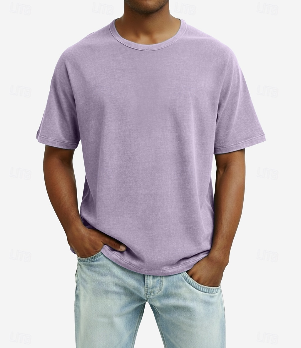 SoftFade™ T-Shirt in Cotone da Uomo Camicia Lavata T-Shirt Top Manica Corta Collo Rotondo Estate Primavera Color Solido Vintage Casual Distressed Stile Vintage Tinta in Fuga Casual Quotidiano Street del 2026 a $20.99 –P4