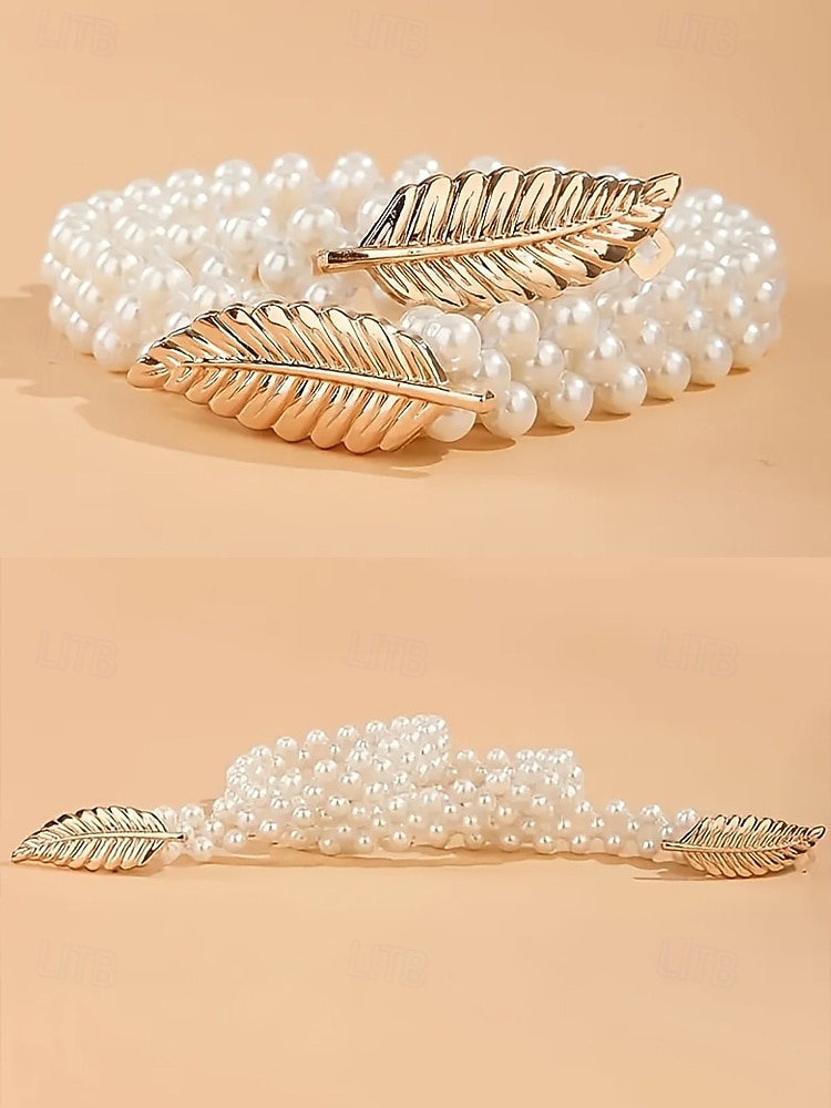 damski pasek ze sztucznych pereł i stopu, elegancki pasek ślubny i imprezowy, wiele stylów, idealny na wesela, oficjalne okazje i wieczorne przyjęcia 2026 - $11.99 –P7
