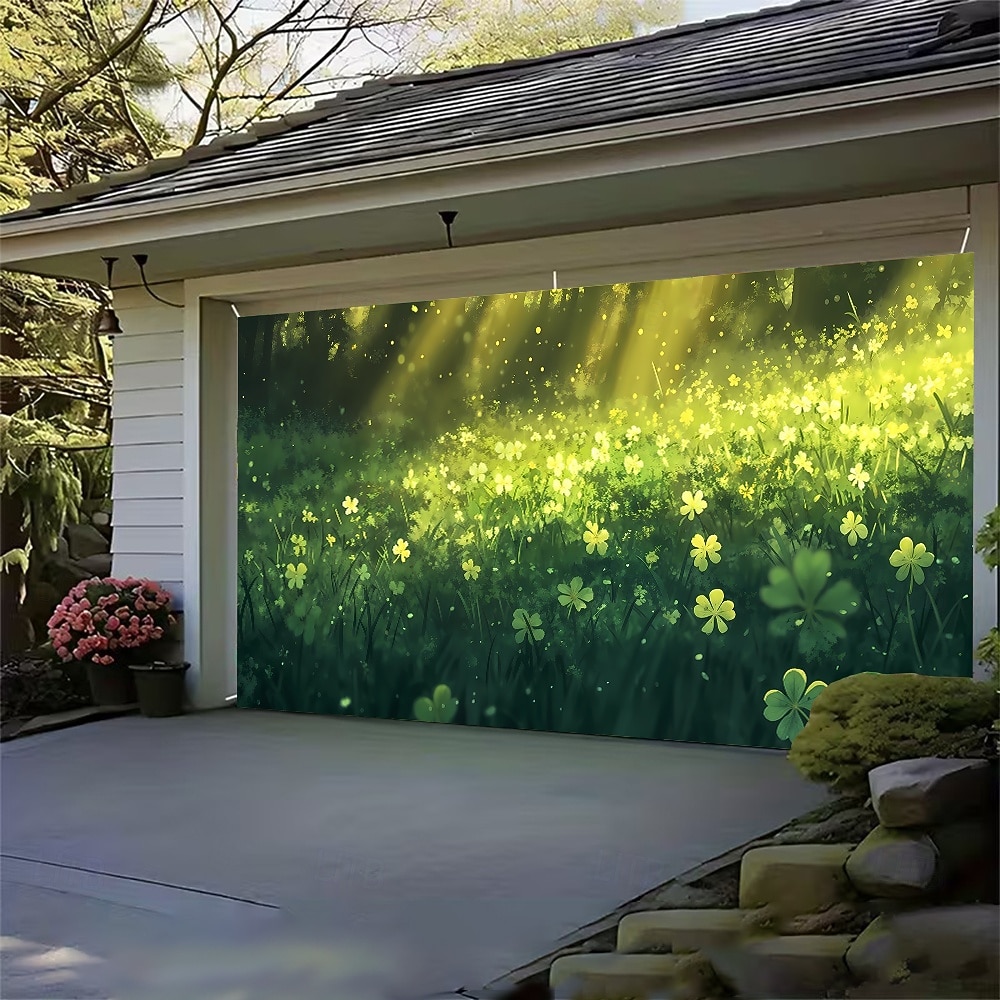 Ziua St. Patrick tapiserie Capac ușă de garaj Agățat mare Trifoi Drăguţ #D Petrecere Exterior Nuntă Fundaluri de fotografiere Curte Decorațiuni interioare 2026 - $49.99 –P9