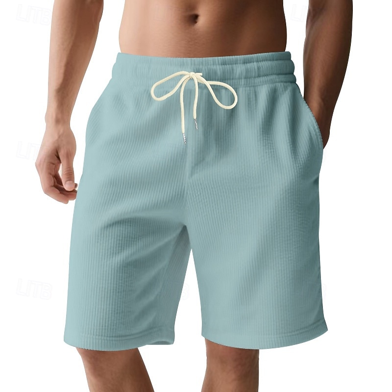 Męskie Szorty Szorty na co dzień Sztruksowe szorty Ściągana na sznurek Kieszeń Równina Komfort Oddychający Do kolan Codzienny Na zewnątrz Plaża Urlop Moda Czarny Biały Średnio elastyczny 2026 - $17.99 –P7