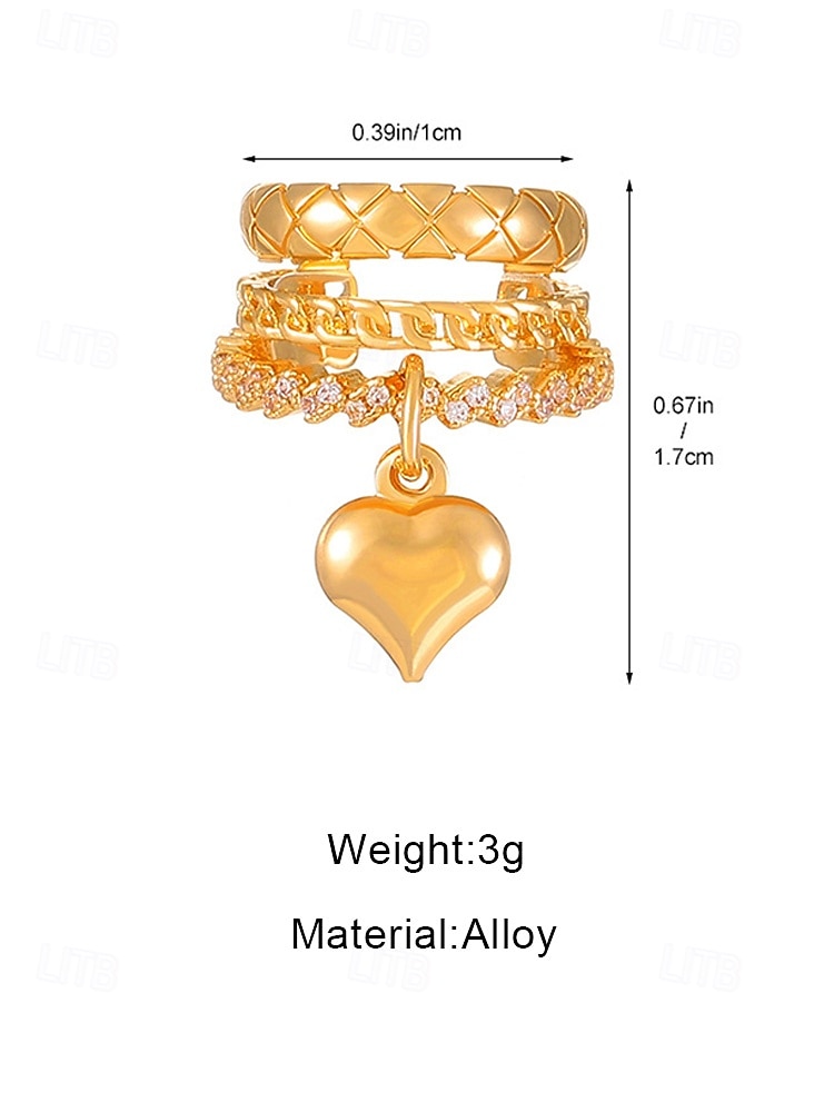 Verstelbare oormanchetten voor dames met hartjesmotief, gestapelde oorbellen van goud- en zilverkleurige legering, modieuze sieraden zonder gaatjes, perfect als Valentijnsdate of -cadeau. 2026 - $7.99 –P7