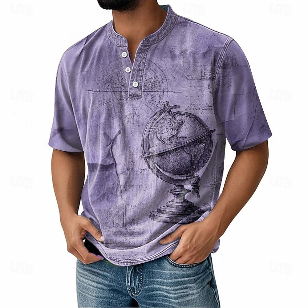 Homens Vintage Camiseta Camisa Henley Manga Curta Vintage Designer Retro Vintage Casual Diário Rua Primavera Verão Verão Primavera Rosa Azul Marinha Roxo cáqui Henley Camiseta Henley de 2026 por $18.99 –P4