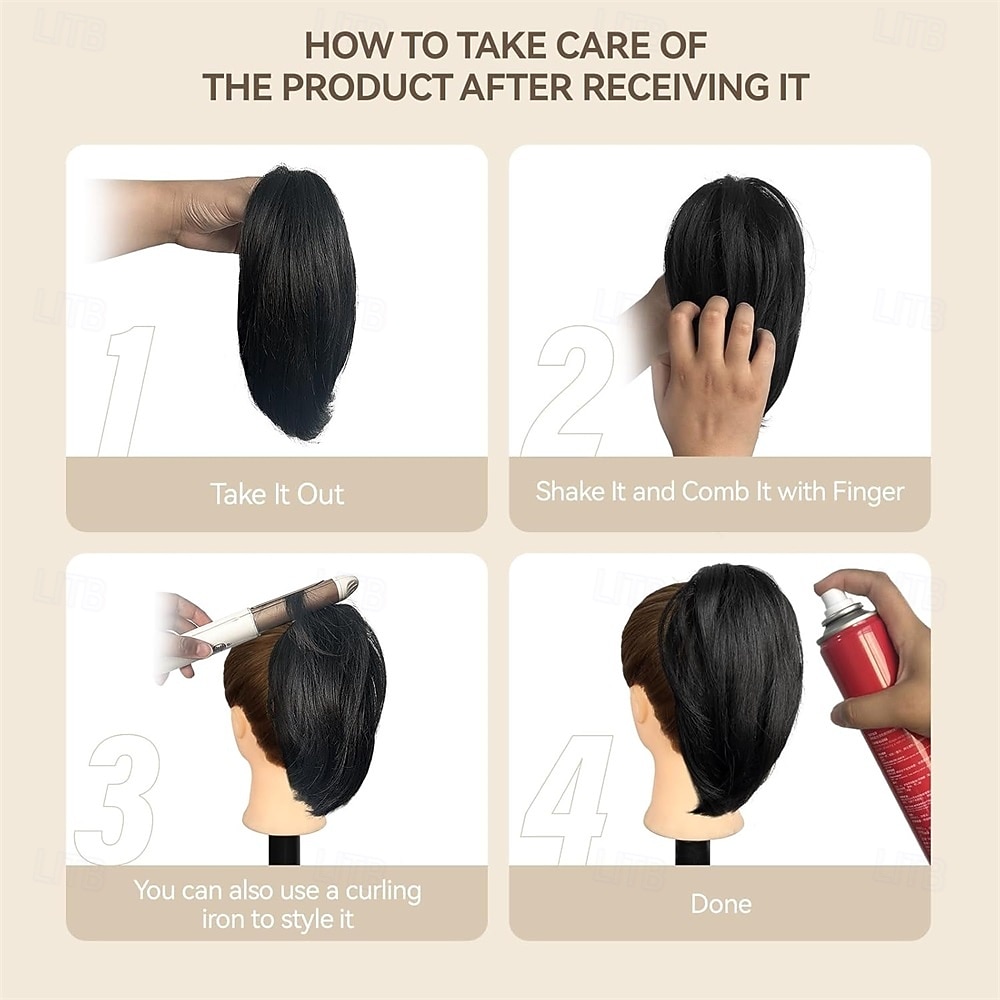 2026年 女性用クリップ式ポニーテール - 10インチのショートポニーテールエクステンション、ストレートポニーテールヘアエクステンション、合成毛エクステンションポニーテール、クリップ式ポニーテール（ダークブロンドとベージュブロンドのハイライト）10  コレクション – $16.49 –P4