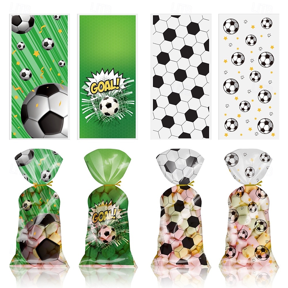 Pacote com 100 Sacolas de Lembrancinhas do Torneio Mundial de Futebol Sacolas de Guloseimas de Celofane com Laços Torcidos para Aniversário de Crianças Suprimentos de Festa Temática de Esportes para de 2026 por $16.99 –P6