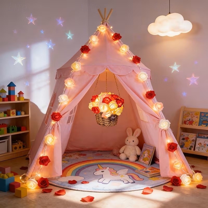 Guirnalda de luces rosas de 1,5 m y 10 LED con pilas para bodas, fiestas, hogar, terrazas, San Valentín, Día de la Madre, cumpleaños, luces decorativas. 2026 - $17.99 –P4