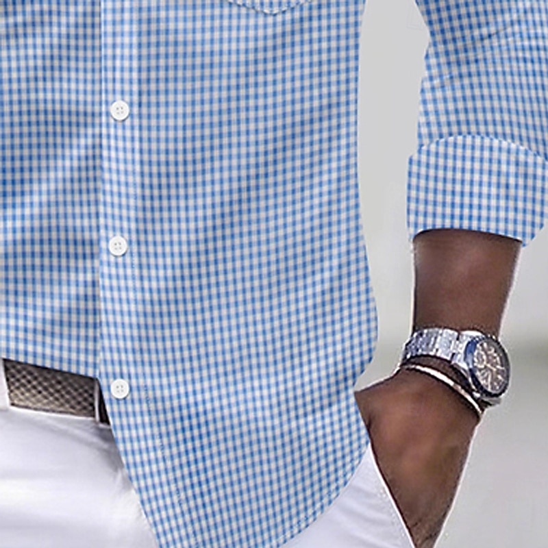 Per uomo Camicia Camicia elegante Camicia non stiro Camicia con Bottoni Plaid Casuale Quotidiano Blu Nero Giallo Rosa Manica Lunga Collo ripiegato Tutte le stagioni Abbigliamento Patchwork del 2026 a $22.99 –P6