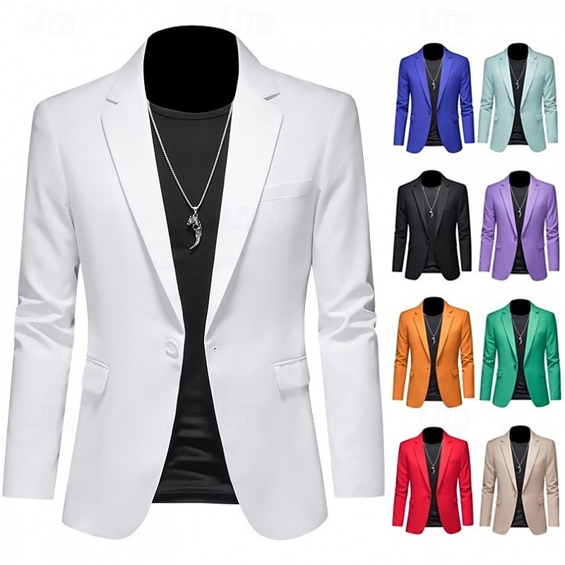 Bărbați Jachetă blazer Casual Zilnic În aer liber Elegant Modă Primăvară Toate Sezoanele POLY Culoare solidă minimalist Casul / Zilnic Un singur rând, un nasture Blazer Roz Deschis Kaki Deschis Negru 2026 - ₪185 –P1