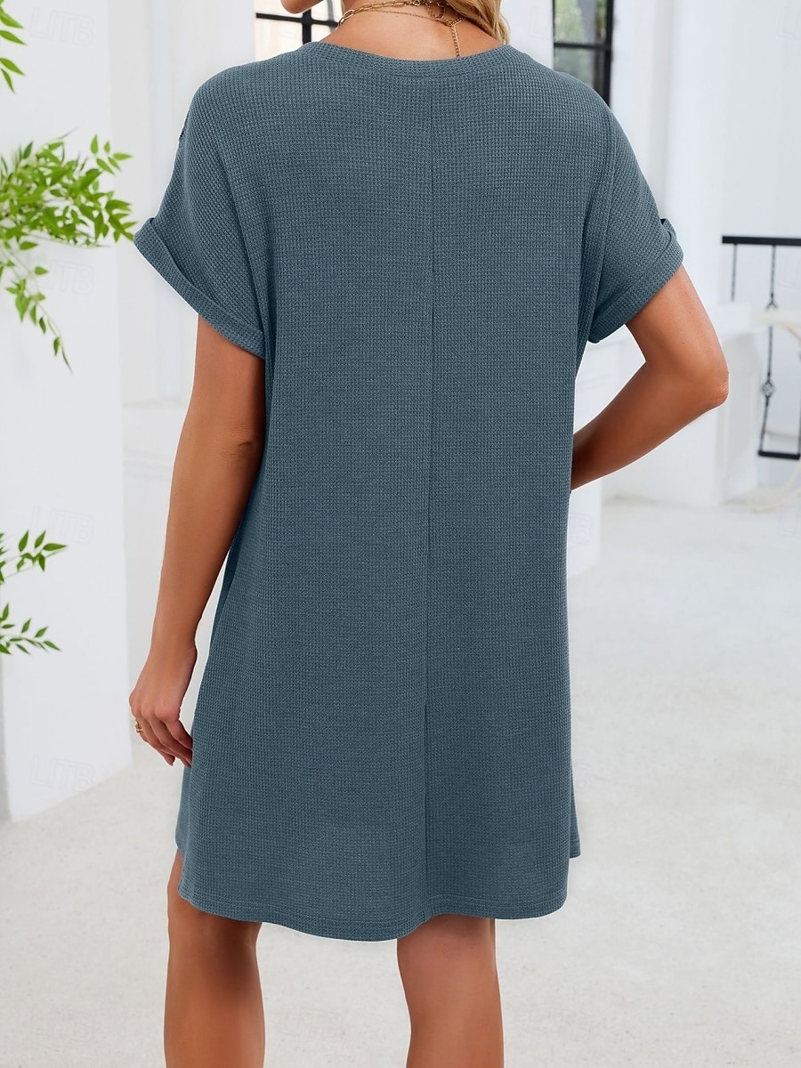 Mujer Mini vestido Vestido estilo camiseta Vestido de verano Casual Diario Holgado Plano Manga Corta Cuello Barco Azul Piscina Blanco Rosa Rojo Verano 2026 - $32.99 –P10