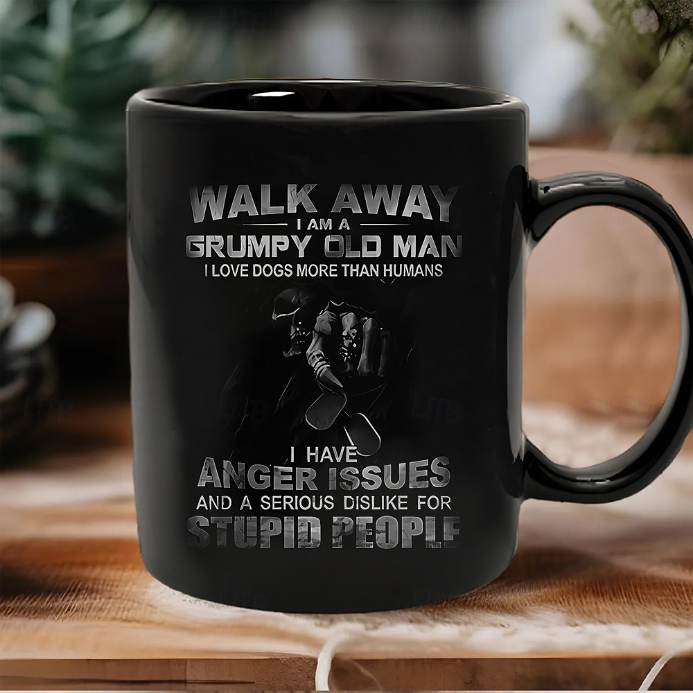 Tazza regalo divertente "vai via sono un vecchio brontolone amo i cani più degli umani" Tazza da caffè in ceramica nera, regalo divertente per gli amanti dei cani brontoloni, perfetta per i del 2026 a $16.99 –P3