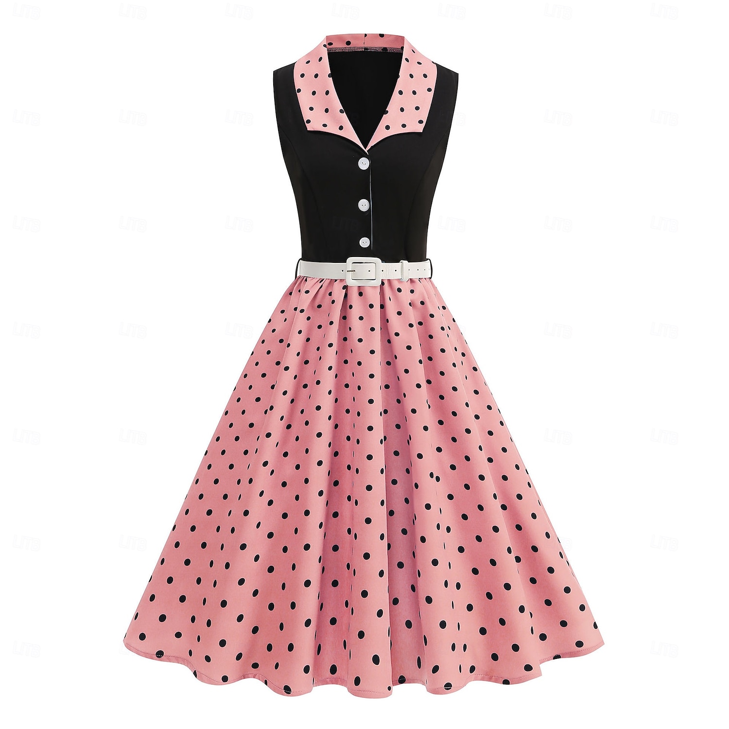 1950-luku Retro / vintage rockabilly Keskipäivä Swing -mekko Flare mekko Hihaton Pistekuvio Muotoonommeltu Keinu Naamiaispuku Naisten Karnevaali Ystävänpäivä Naamiaiset Loma Arkikäyttö Tyttöjen 2026 - $41.99 –P1