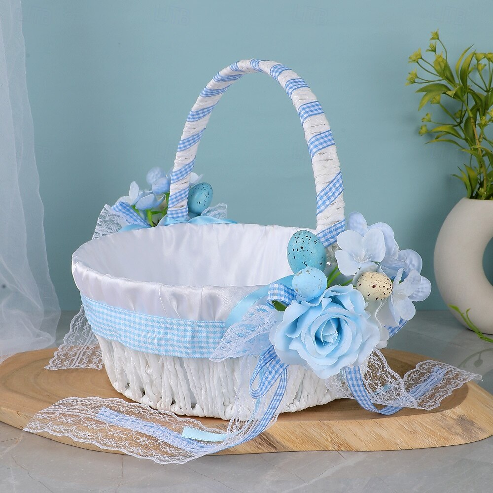 påskekurv utendørs utflukt frukt snacks oppbevaringskurv skum oppstandelsesegg dekorasjon kunstig blomsterkurv 2026 - $57.99 –P2