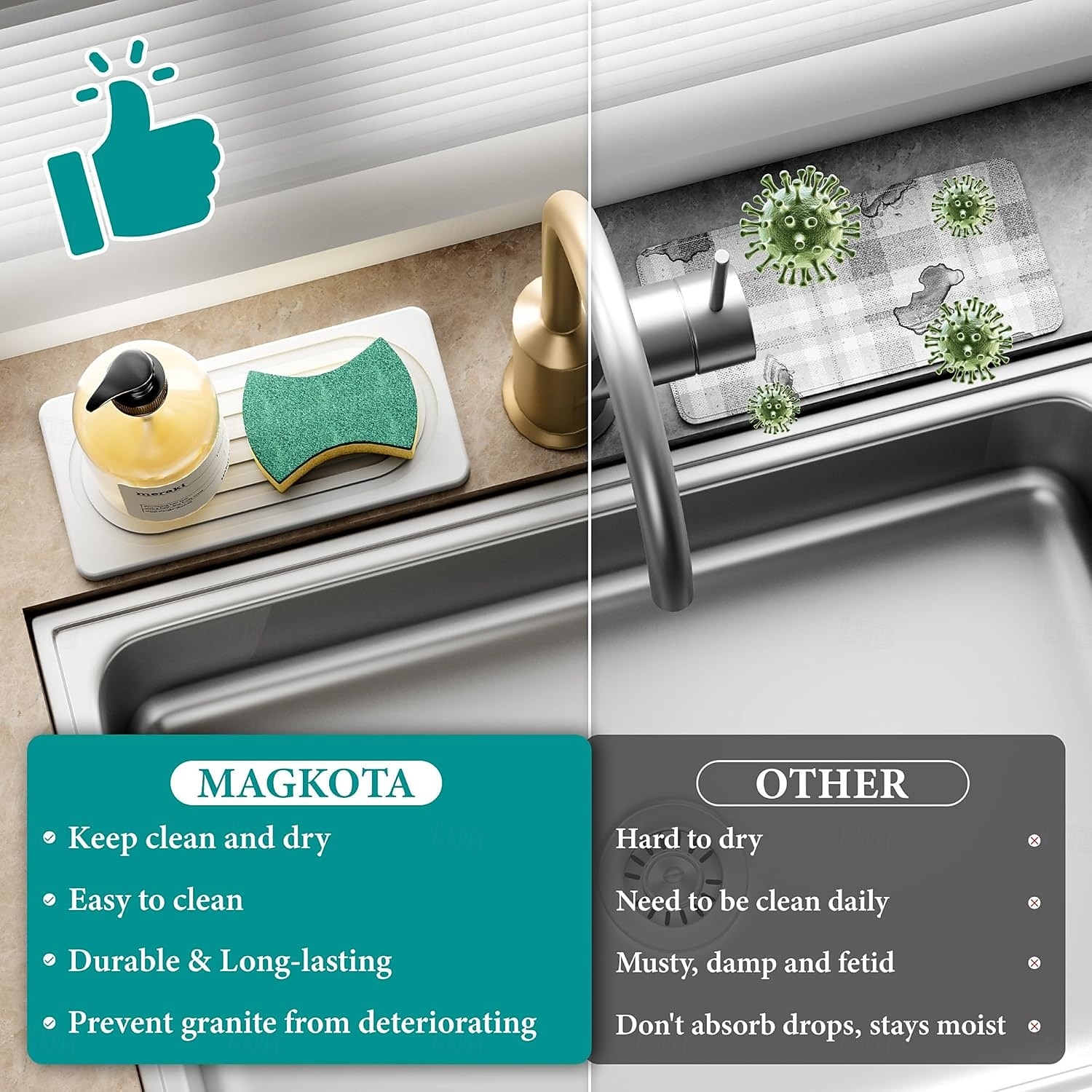 2 Stück wasserabsorbierende Steinschalen für Waschbecken, schnelltrocknende Diatomit-Badezimmerablage, Steintrocknungsmatte für Küchenarmaturen, Seifenablage-Organizer, weiß, 8,3" x 4" 2026 - $16.99 –P4