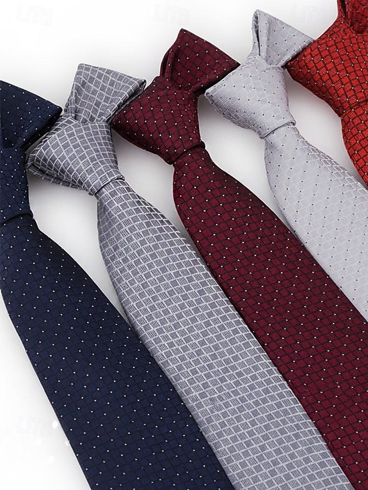 Corbata de poliéster para hombre, con diseño de cuadrícula pequeña, varios colores, largo ajustable, adecuada para bodas, negocios y viajes diarios. 2026 - $11.99 –P5